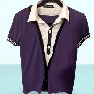 Two in One Preppy Look Purple Shirt